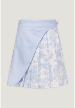 Printed Pleated Lined Skirt