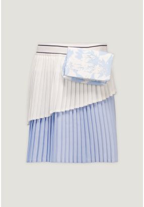 Tow-Tone Pleated Skirt with Detachable Bag