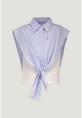 Solid Top with Overlay Striped Shirt