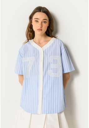 Lace Detail Striped Shirt