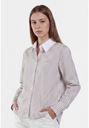 Striped Shirt with Back Pleats and Tie