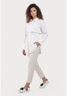 High Waist Straight Leg Solid Trousers