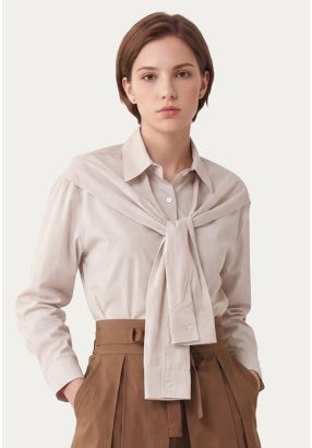 Striped Shirt with Attached Scarf