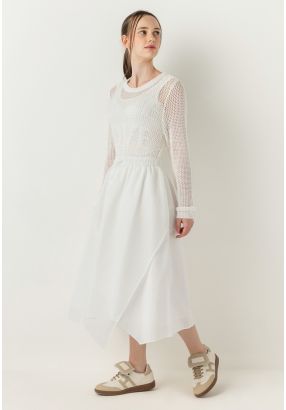 Drawstring Waist Net Skirt