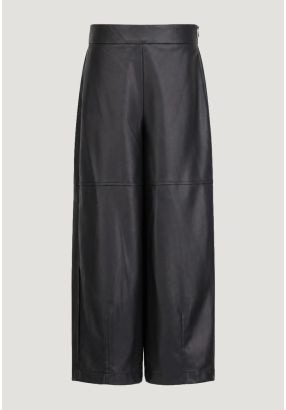 Wide-Leg Leather Trouser
