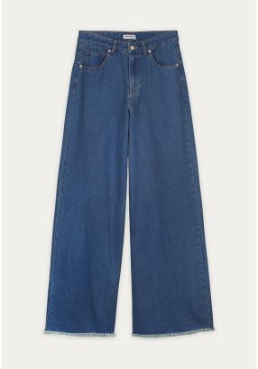 Frayed Hem Wide Leg Jeans