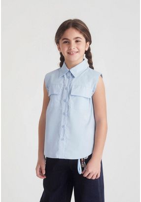 Sleeveless Flap Pockets Shirt
