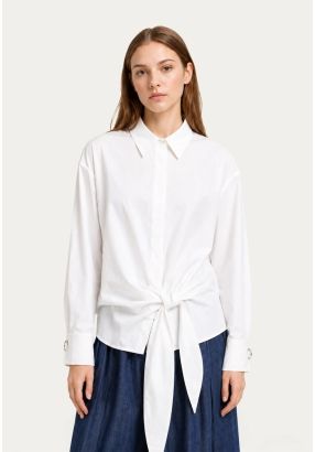 Tie-Waist Solid Shirt