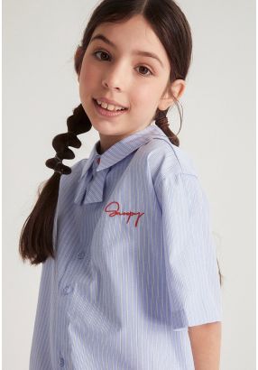Striped Bow Collar Shirt