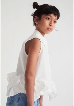 Ruffled Hem Solid Shirt 