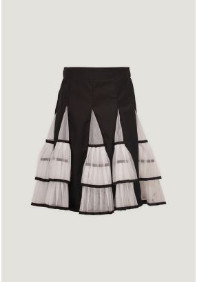 High Waist Skirt with A-Line Lace Pleats