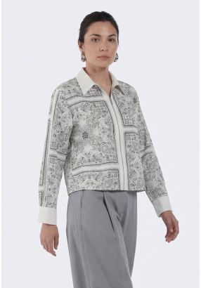 Printed Zip-Up Shirt