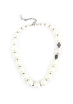 Chunky Faux Pearls Embellished Necklace