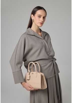 Long Kimono Sleeve Belted Shirt
