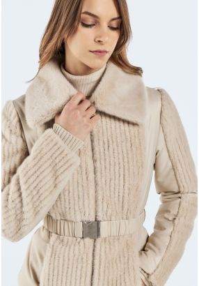 Ribbed Faux Fur Jacket