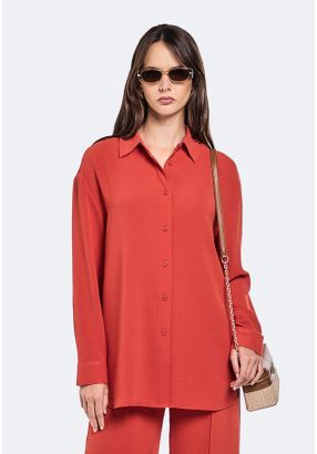 Crinkled Back Button Embellished Shirt