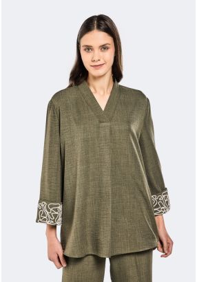 Crinkled Embroidered Blouse