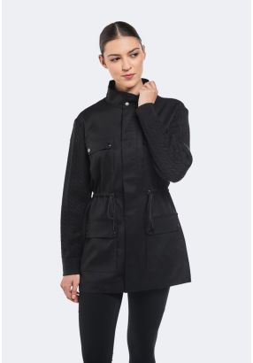 knit Yoke Drawstring Jacket