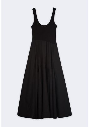 Stretch Bodice Woven Skirt Dress