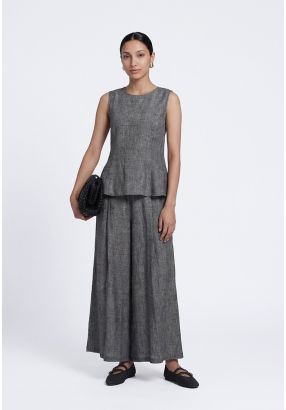 High-Waist Palazzo Linen Trousers
