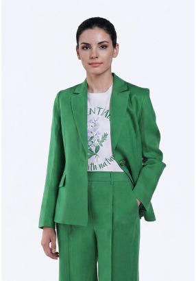 Notched Collar Linen Blazer