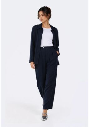 Solid High-Waist Trousers