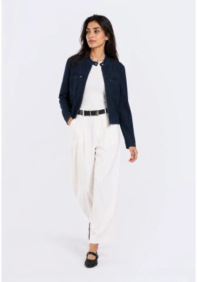 Front-Pleated Belted Trousers