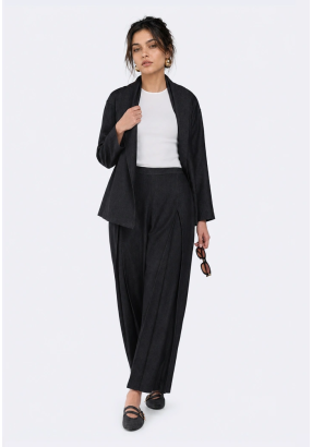 Front-Pleated Denim Trousers
