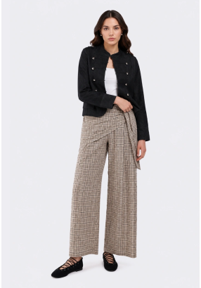 Checkered Pants with Wrap Overlay