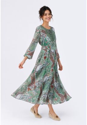 Printed Pleated Skirt