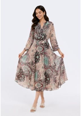 Printed Pleated Skirt