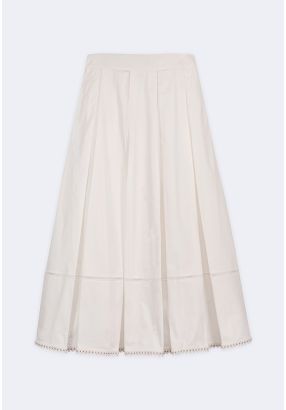 Pleated Embellished Hem Skirt