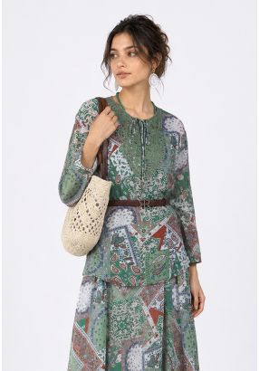 Printed High-Low Blouse