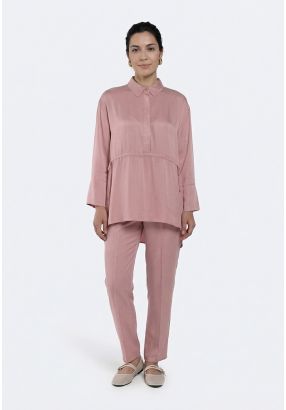 Slub-Textured High-Waist Trousers