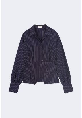 Lurex Striped Asymmetrical Shirt