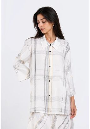 Oversized Plaid Linen Shirt