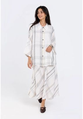 Plaid Linen Maxi Skirt