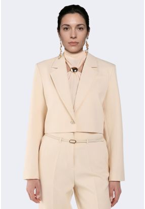 Notched Collar Cropped Blazer
