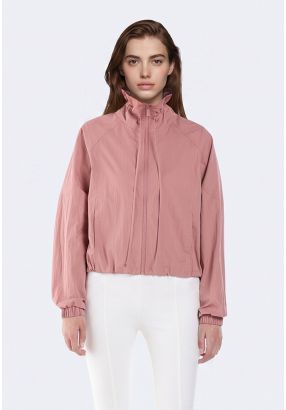 Solid Drawstring Hem Track Jacket