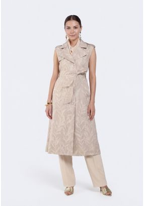 Leaf-Jacquard Lurex Midi Vest