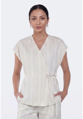 Striped Tie-Belt Vest