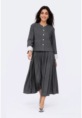 Elasticated Waist Pleated Skirt