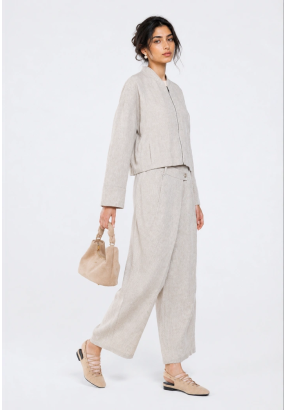 Wrap Effect Linen Trousers