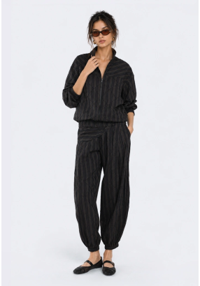 Striped Pants with Wrap Overlay