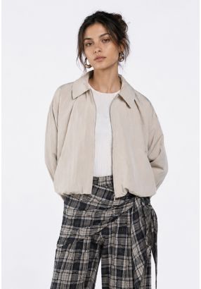 Elastic Hem Cropped Jacket