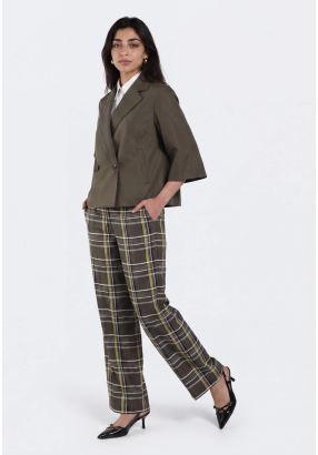 Plaid High Waist Trousers