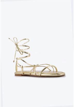 Metallic Tie Up Sandals