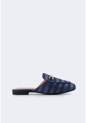 Faux Straw Flat Mules