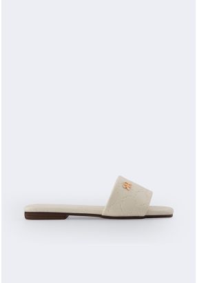 Solid PU Leather Monogram Flats
