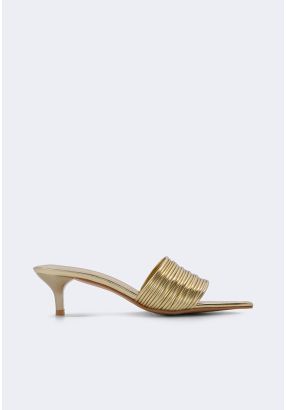 Metallic Pointed Toe Strap Heels